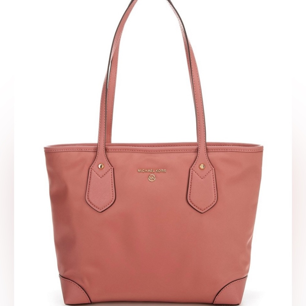Authentic Michael Kors Eva Nylon Tote Rose Like New